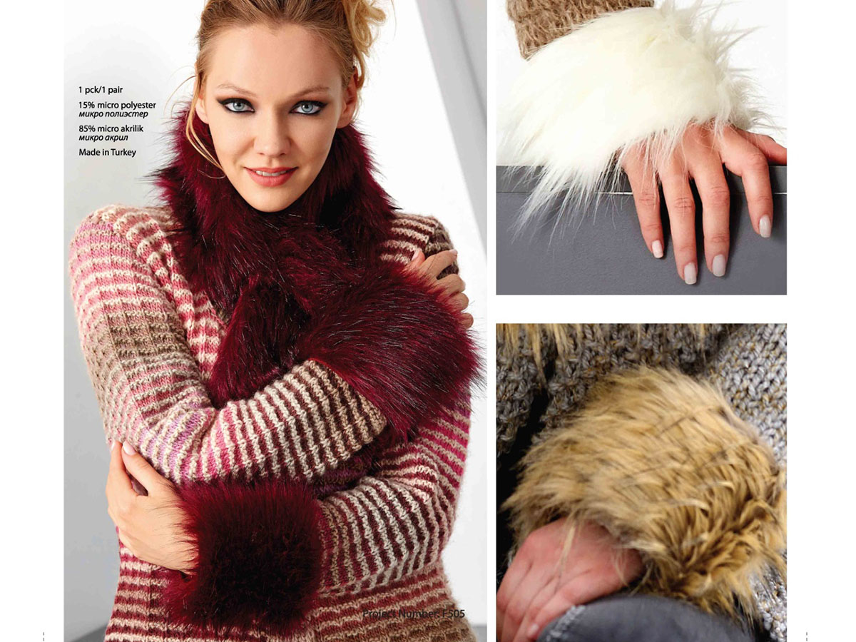 Faux Fur Wrist Warmer Burgundy at Yarn Paradise