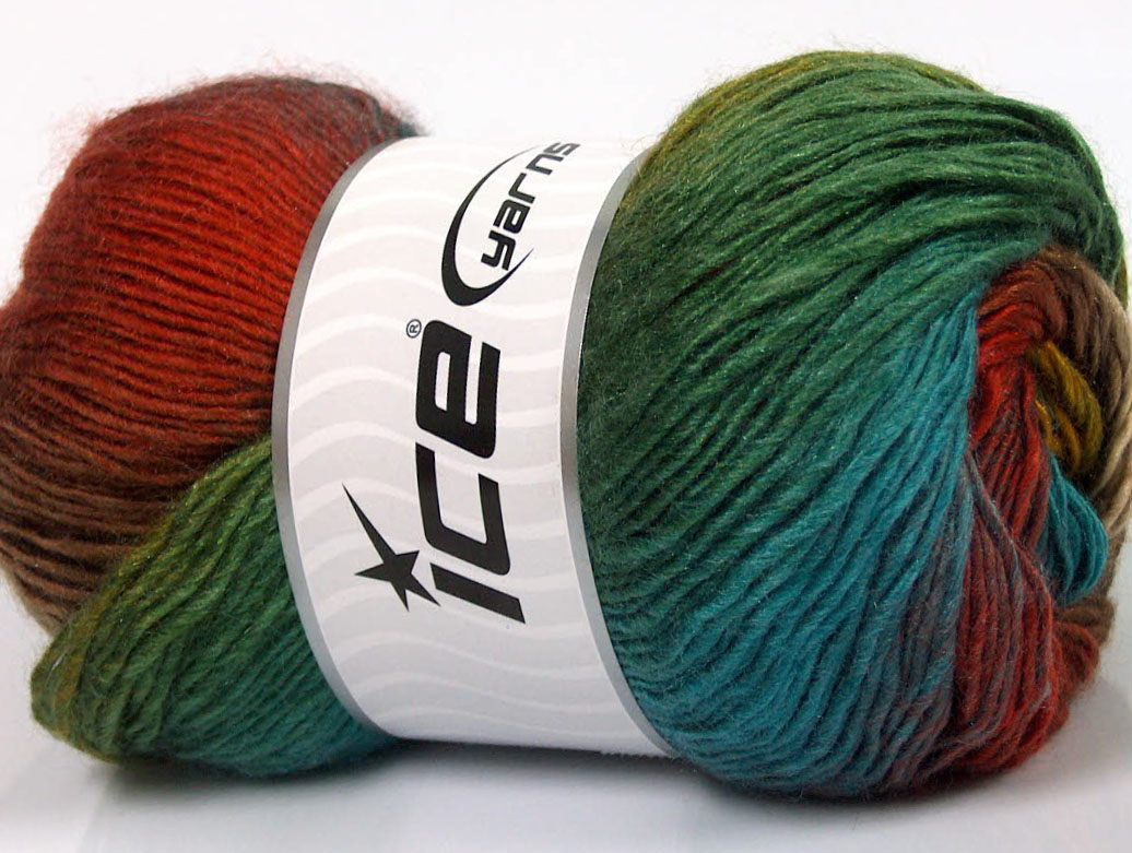 Rainbow Green, Turquoise, Copper, Gold, Brown, SelfStriping Yarns
