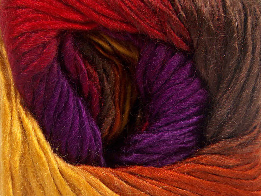 Rainbow Gold, Copper, Brown, Red, Purple, SelfStriping Yarns Ice