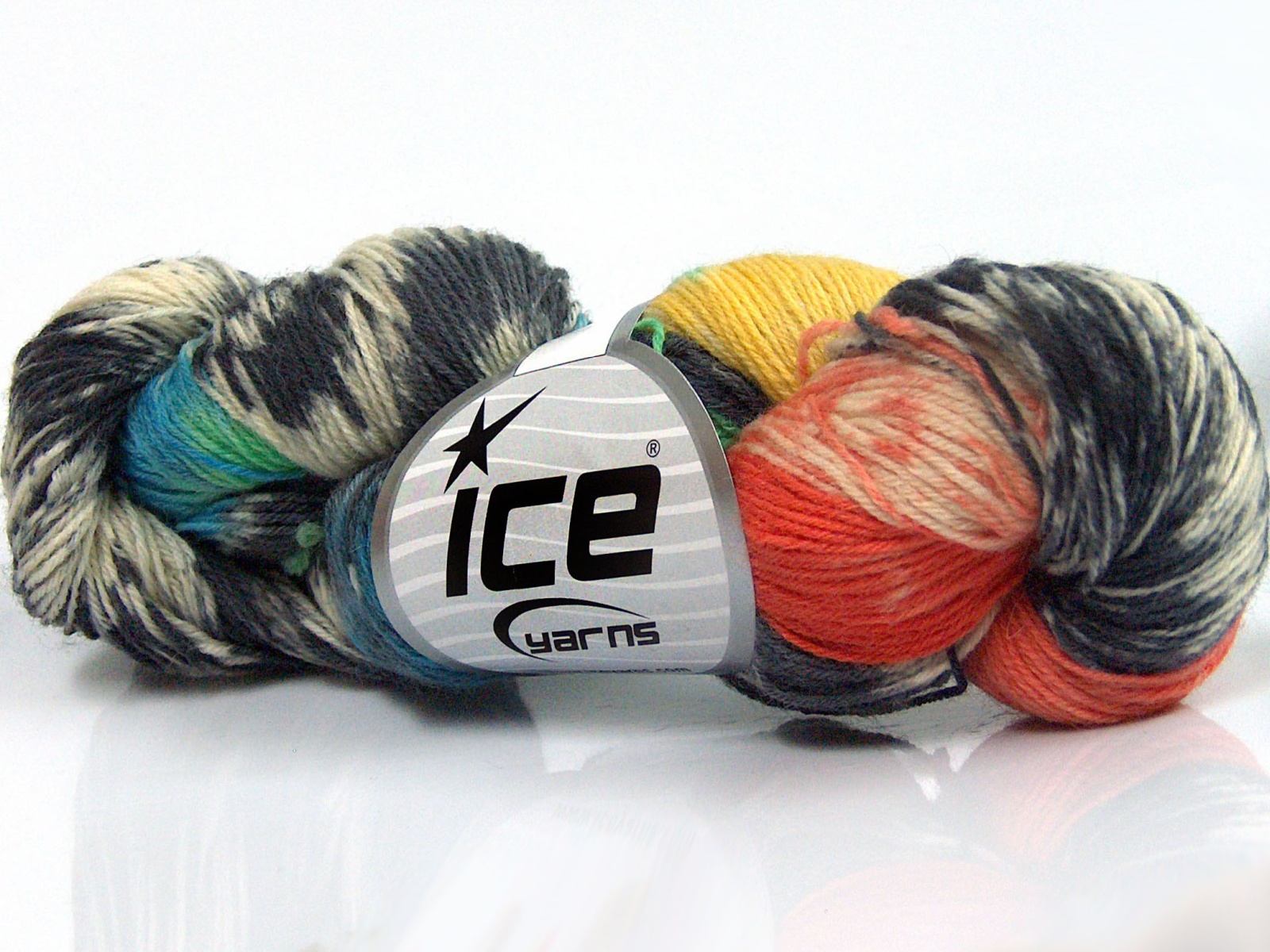 Lot of 8 Skeins ICE MONACO Hand Knitting Yarn Black Grey White